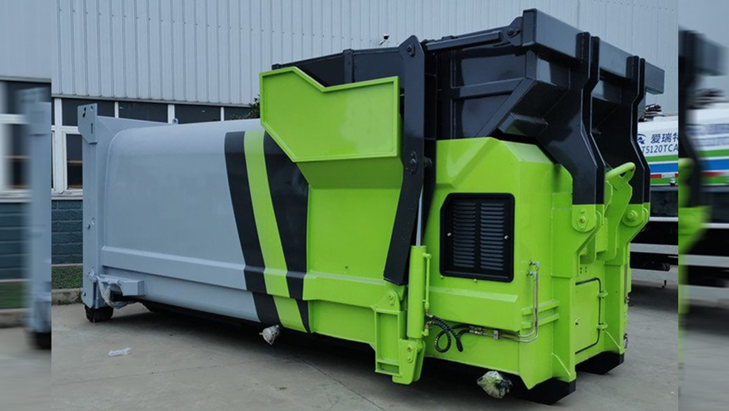 智能式移动垃圾压缩设备,是压缩机头与箱体为一体的压缩设备.